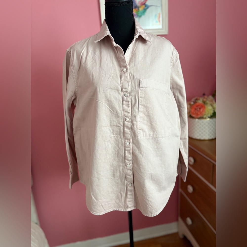 Aerie Rose Dust Color Cotton Long Sleeve Shirt. Made in India, Size S.